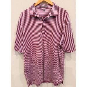 NEW Peter Millar Summer Comfort Mens XL Polo Burgundy White Stripe Golf Shirt